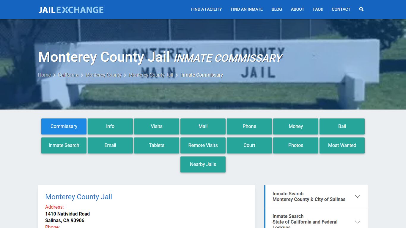 Inmate Commissary, Care Packs - Monterey County Jail, CA - Jail Exchange